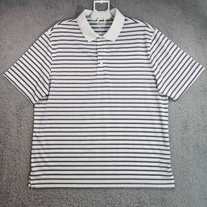 Reebok Golf Polo Shirt Mens 1XL White‎ Purple Black Striped Short Sleeve - 1XL